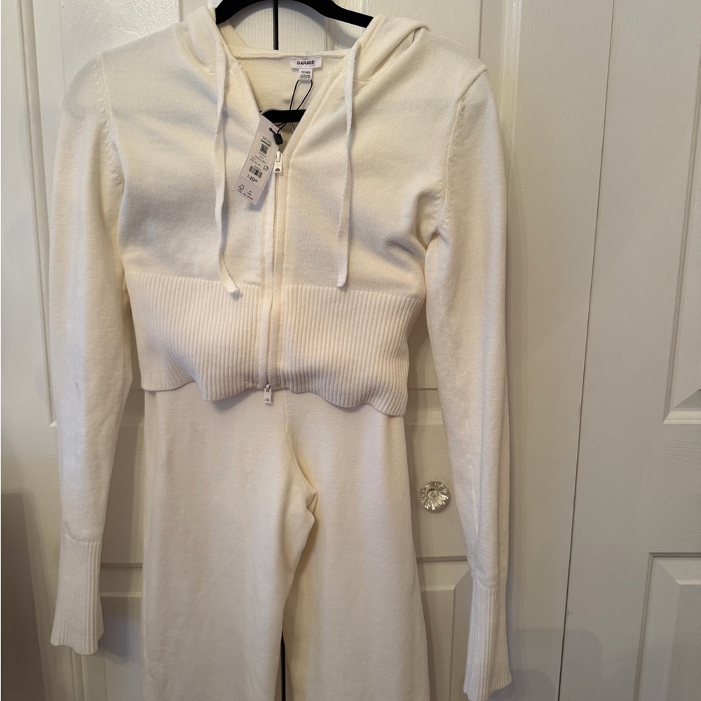 NWT Girl’s Garage Cream Valour Knit Hoodie & Wide-Leg Pants Set